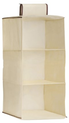 Premier Housewares 3-Section Hanging Garment Organiser - Cream