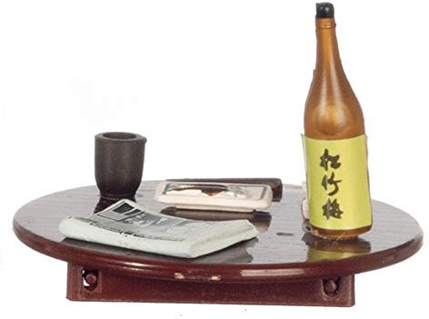 Melody Jane Puppenhaus 1:24 Miniatur Möbel Asiatische Mahlzeit auf Klapptisch mit Wein