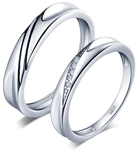Unendlich U Simpel Welle 925 Sterling Silber Zirkonia Paar Band Ringe Eheringe Trauringe Verlobungsringe Partnerringe, Größe 53