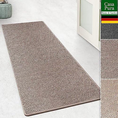 casa pura Teppich Läufer für Küche, Flur & Wohnraum - Teppichläufer auf Maß in Sisal Optik - Meterware - Flurteppich - Küchenläufer - Wohnzimmer Teppich (Kalkuta, Taupe, 100x400cm (BxL))