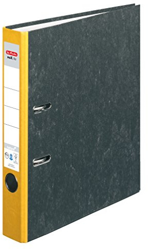 Herlitz Ordner maX.file nature, Pappe, Wolkenmarmorbezug, Kantenschutz, standfest, A4 5 cm, gelb