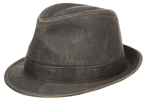 Stetson Odessa Trilby Stofftrilby Herren Baumwolle UV-Schutz 40 Oilskinhut Winter Sommer braun XXL (62-63 cm)