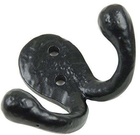 Black Cast Iron Double Robe Hat And Coat Hook
