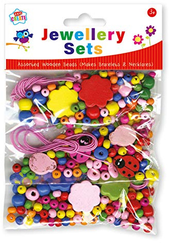 Kids Create Make Own Style Bracelets & Necklaces Jewellery Sets Wooden Beads 5+