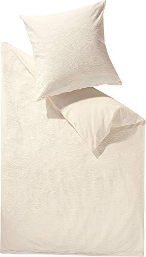 Erwin Müller Bettwäsche Edel-Seersucker Uni Serie Wertingen - für die warme Jahreszeit, temperaturausgleichend, pflegeleicht, mit Reißverschluss - Creme Größe 80x80 cm / 135x200 cm