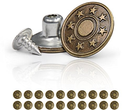 Ganzoo Hosen-Knöpfe im 20er Set, Ersatz-Knopf, Jeansknopf, Hosen-Knopf mit Nieten-Verschluss, Knopf aus Metall, Farbe: altgold