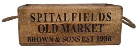Old Spitalfields Market Wooden Storage Box Vintage Style Crate