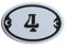 Nummer 4 Mini Emaille Schild Jugendstil ca. 4,2 x 6,2 cm Türschild Zimmer Schublade Schrank Kommode Emailschild oval weiß