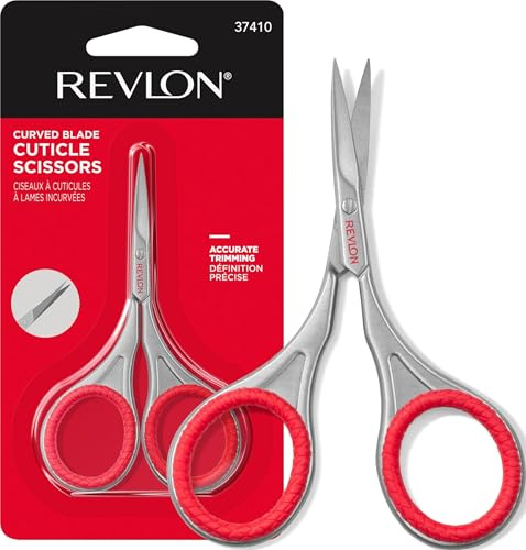 Revlon Cuticle Scissors, Ultra-Fine Stainless Steel Curved Blade for Neat Cuticles and Hangnail Trimming, Tool for Safe Cuticle Nail Care, 1 count