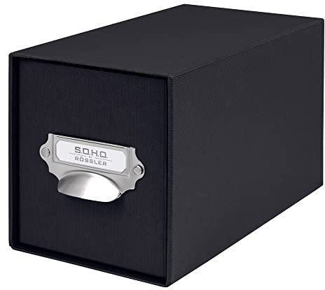 Rössler SOHO CD-Schubladenbox | Schubladen-Aufbewahrungsbox | Organizer mit Schublade | Storage Box | Aufbewahrung & Organisation | (BxHxT): 143 x 158 x 261 mm | 1 Stück | Farbe: Schwarz