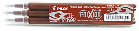 Pilot Pen 2261007F - Ersatzminen Tintenroller Frixion Ball, Stärke 0,7 mm, Schreibfarbe braun, radierbar, 3 Stück