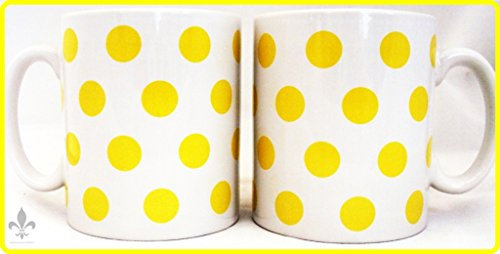Amarillo lunares tazas juego de 6 tazas de porcelana entrega gratuita Reino Unido