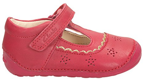 Clarks Girls Pre-School Little Ida Leather Shoes In Berry Wide Fit Size 5
