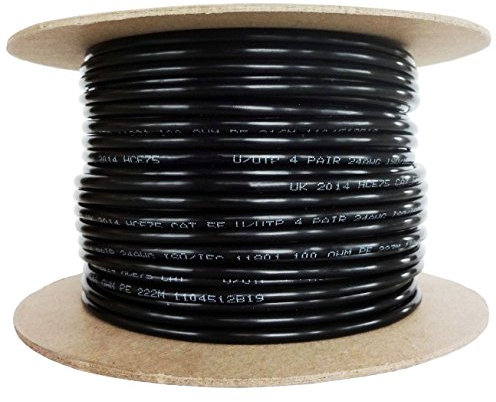 100m Cat5e Solid PE Black Data Networking External Cable 100% Copper Cable