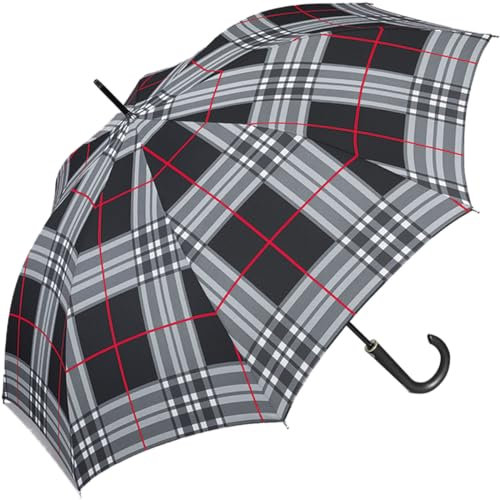 happy rain selection Stockschirm Kinematic groß stabil windfest mit Automatik - Kariert Schwarz