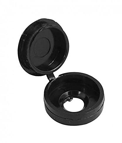 Merriway BH03990 (100 Pcs) Hinged 1-Piece Black Screw Cover Caps for Number 6 and 8 Screw Size - Pack of 100 Pieces