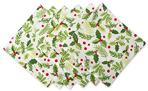 DII Boughs of Holly Collection Decorative Holiday Dining Table & Kitchen Décor, Napkin Set, 20x20, Christmas Greenery, 6 Count