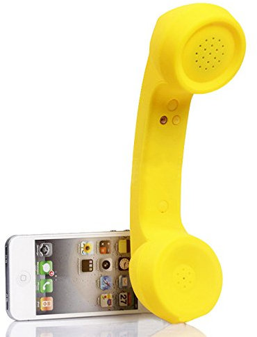 ENJOY-UNIQUE kabellose Retro-Telefonhörer Kopfhörer Bluetooth Mobilteil für EIN Handy mit bequemem Anruf,gelb