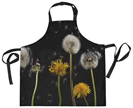 MONTOJ Schürze mit Taschen, Kreuz-Rückengurten und verstellbaren Pusteblumen-Motiv