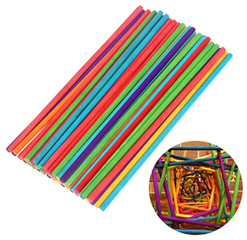 50 Stück Dübelstäbe Holzstäbe Bunte Holzdübel Stäbe für Bastelarbeiten 100pcs