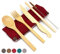 Jungle Culture® Bambus Besteck Set • Besteck Holz, Messer Gabel, Löffel, Strohhalm, Bürste, Jutebeutel in Rot • Umweltfreundliches Besteckset • Reisebesteck für Unterwegs • Plastikfreie Holzutensilien