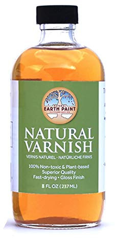 Natural Earth Paint Natural Varnish – Non-Toxic Protective Finish for Paintings, Wood & Crafts – Fast-Drying, Glossy & Durable – 8 oz. Made in USA