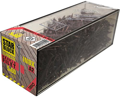 Vis terrasse Inox A2 5x60 double filet - NORAIL