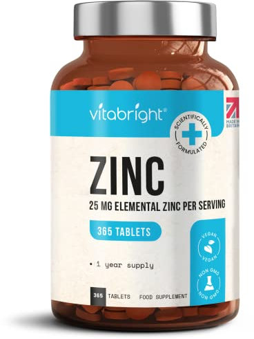 VitaBright Zinc with Copper 50mg Daily | 400 Tablets (6+ Month Supply) | Zinc Bisglycinate for Men & Women | Easy-to-Take High-Strength with Copper – Made in The UK