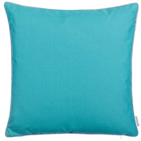 Brandsseller Outdoor Kissen 45x45 cm – Wetterfeste Zierkissen mit Paspel – Wasserabweisende Gartenkissen & Dekokissen für draußen – Sofakissen für Balkon & Terrasse – Aqua
