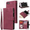 QLTYPRI Case for iPhone 7/8/SE 2020/SE 2022 5G, Large Capacity Leather Wallet Case 6 Card Holder & 1 Zipper Pocket Kickstand Wrist Strap Magnetic Case for iPhone SE 2022/SE 2020/8/7 - Red