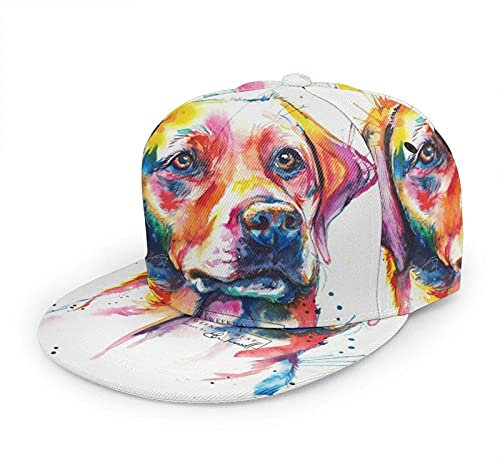 Oaieltj Unisex Baseball Cap Herren Damen Einstellbare Snapback Trucker Hat Mode Hip-Hop Baseball Cap, Aquarell-Labrador, One size