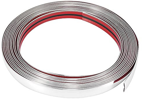 X AUTOHAUX Zierleiste Auto Chromleiste PVC Chrom 8mx20mm Zierleisten Selbstklebend Zierstreifen für Autokarosserie Türfenster Silber