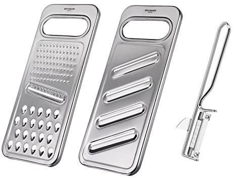 Westmark Set, 3tlg.: Universalreibe + Gurkenhobel + Sparschäler, Rostfreier Edelstahl, Steel + Famos, Silber, 100222E6
