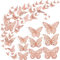 Nelotaor 72 Pcs 3D Butterfly Wall Decor - 3 Styles, 3 Sizes, Rose Gold, Wedding & Birthday Party Decorations