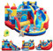 GOPLUS Château Gonflable Pirate,avec Toboggan,Pistolet à Eau et Trampoline,Aire de Jeux Gonflable avec Piscine et Mur d'escalade,pour 3-4 Enfants 3-12 Ans Jusqu’à 120KG(avec Souffleur 450w)