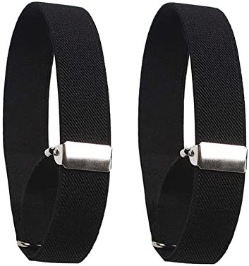 ericotry 1 Paar elastische, verstellbare Armbänder, rutschfest, Strumpfhalter, Ärmelhalter, um das Verrutschen der Manschetten zu verhindern (schwarz), Schwarz , 22 cm