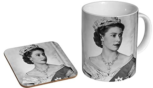 Profiles Kaffeetasse mit Untersetzer, Motiv ''Queen Elizabeth II Young''