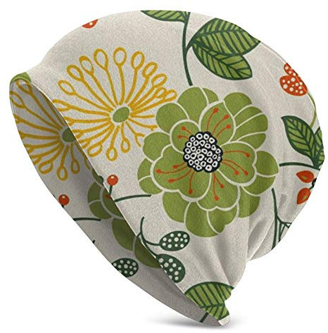 Slouchy Beanie Mütze Skull Cap Hexagon Flower Baggy Warm Damen Lang Hip-Hop Stretch Schwarz