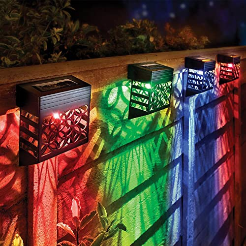 Set of 4 Cut Out Solar Fence Lights H10.5 xW8.5 xD5cm