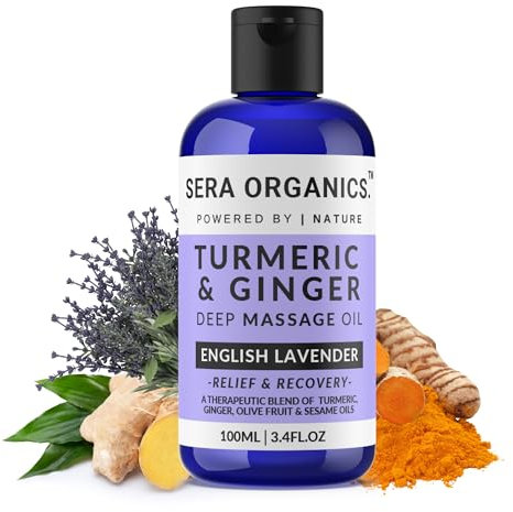 Turmeric Massage Oil for Arthritis Relief & Muscle Pain – 100% Natural, Anti-Inflammatory, Lymphatic Drainage, Joint & Nerve Soothing, Sleep Support – 100ml by Sera Organics