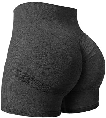 Yiifit Damen Nahtlose Scrunch Lächeln Kontur Yoga Laufen Sport aktiv Übung Fitness-Shorts Schwarz Medium