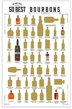The Party Post Scratch Off Poster - Top 50 Bucket List Banner. Home Decoration Wall Sign. Birthday Gift Ideas for Her or Him. Man Cave, Bar & Pub Art Supplies 11x17 In Best 50 Sign. (Bourbon).