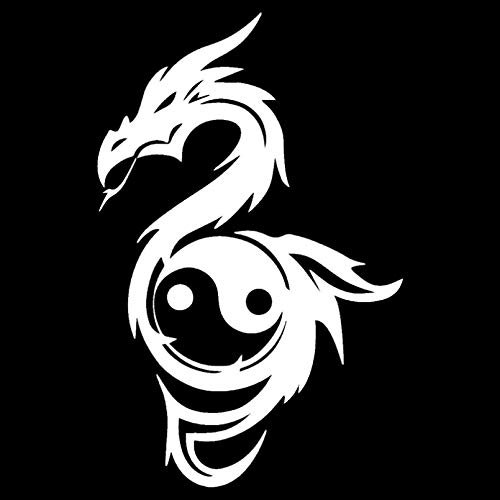 MACMRD Auto Aufkleber 15 cm * 9 cm Kreativer Autoaufkleber Yin Yang Drache Schwarz/Silber Zubehör PVC Aufkleber