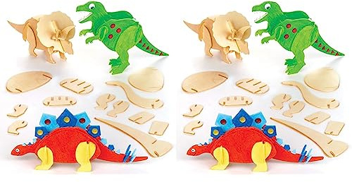 Baker Ross EK501 Holzbastelset, Dinosaurier, Holzfarben, Mittel (Packung mit 2)