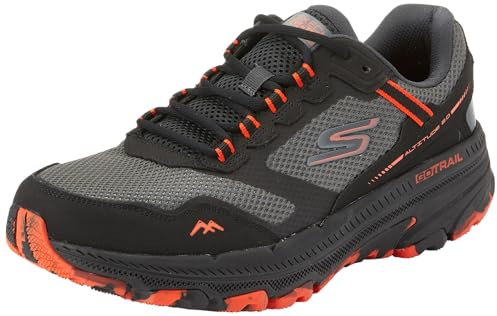 Skechers Men's Go Run Trail Altitude 2.0-Marble Rock 3.0 Sneaker Trainers, Black and Orange Leather/Textile, 8 UK