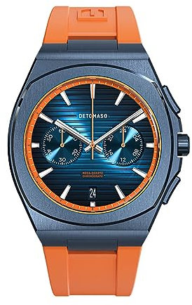 DeTomaso VOLTRE Chrono First Edition Blue ORANGE Blau Herren-Armbanduhr Analog Quarz reTPU Orange