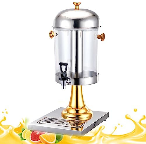 Distributeur de Boissons, Fontaine, Cocktail de Limonade avec Robinet, Réservoir à Glace 8L/16L/24L de Grande Capacité et Infuseur à Fruits et à thé,Gold-8L