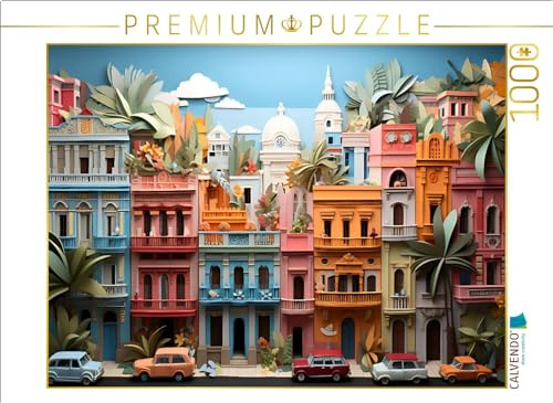 CALVENDO Puzzle Havanna in Papierschichtkunst | 1000 Teile Lege-Größe 64 x 48 cm Foto-Puzzle für glückliche Stunden