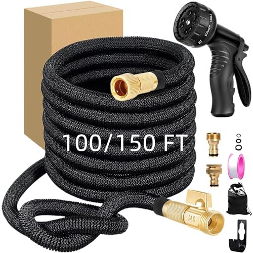 XPendHoze 150FT Flexible Garden Hose HosePipes with 10 Function Spray Gun,3 Times Hose Pipe Garden Hoses with 3/4,1/2 & Kitchen tap Fittings,Expandable Magic Anti-Leakage Lightweight Easy Storage