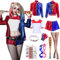 Antsparty Quinn Cosplay Kostüme für Erwachsene Kinder, Mädchen Bösewicht Suicide Kostüm mit Jacke T-shirt Shorts Handschuhe, Halloween Karneval Cosplay Kostüme Damen Kinder